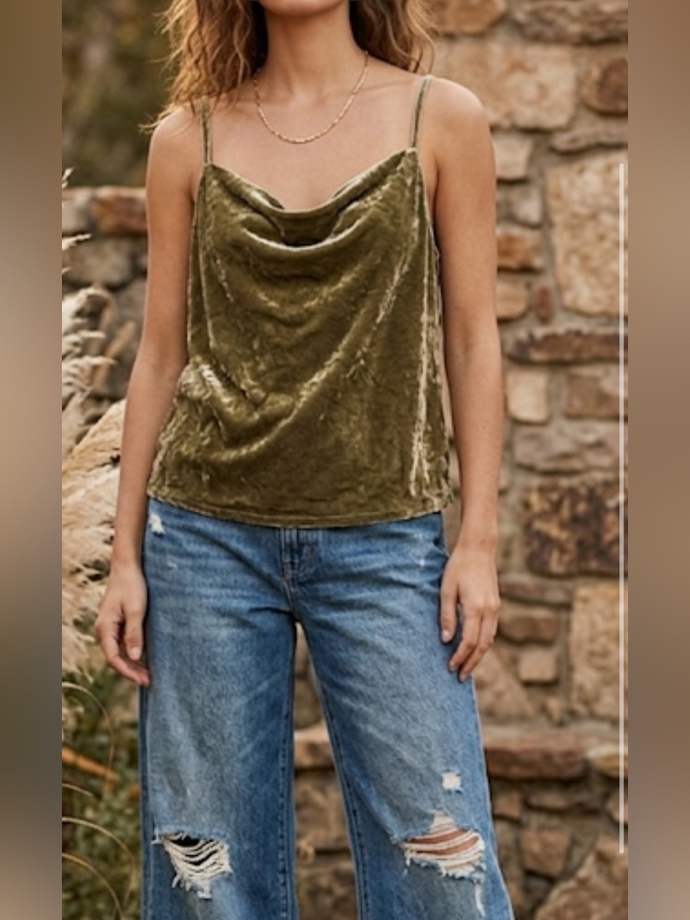 Banana Republic Brown Velvet Cowl Neck Camisole Size Small Chic Night Out Top